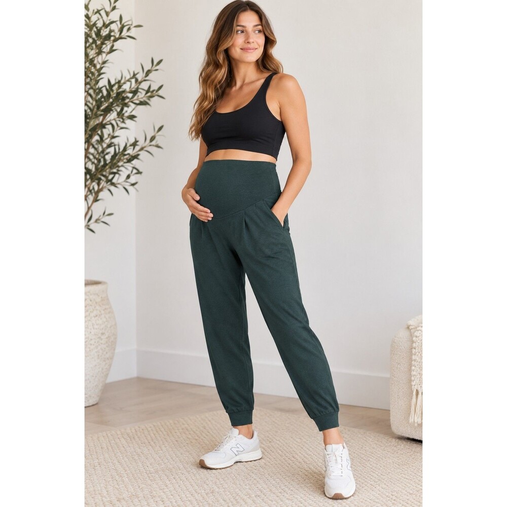 Beyond Yoga Beyond The Bump Maternity Midi Joggers Women’s S Dark Green Pants